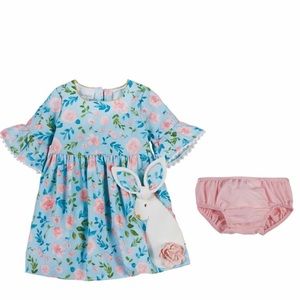 Mud Pie Pastel Floral Bunny Dress with bloomers